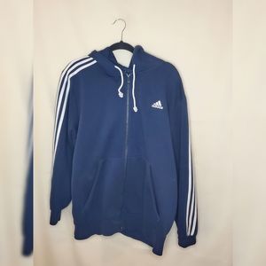 Navy Adidas 3 stripe hoodie